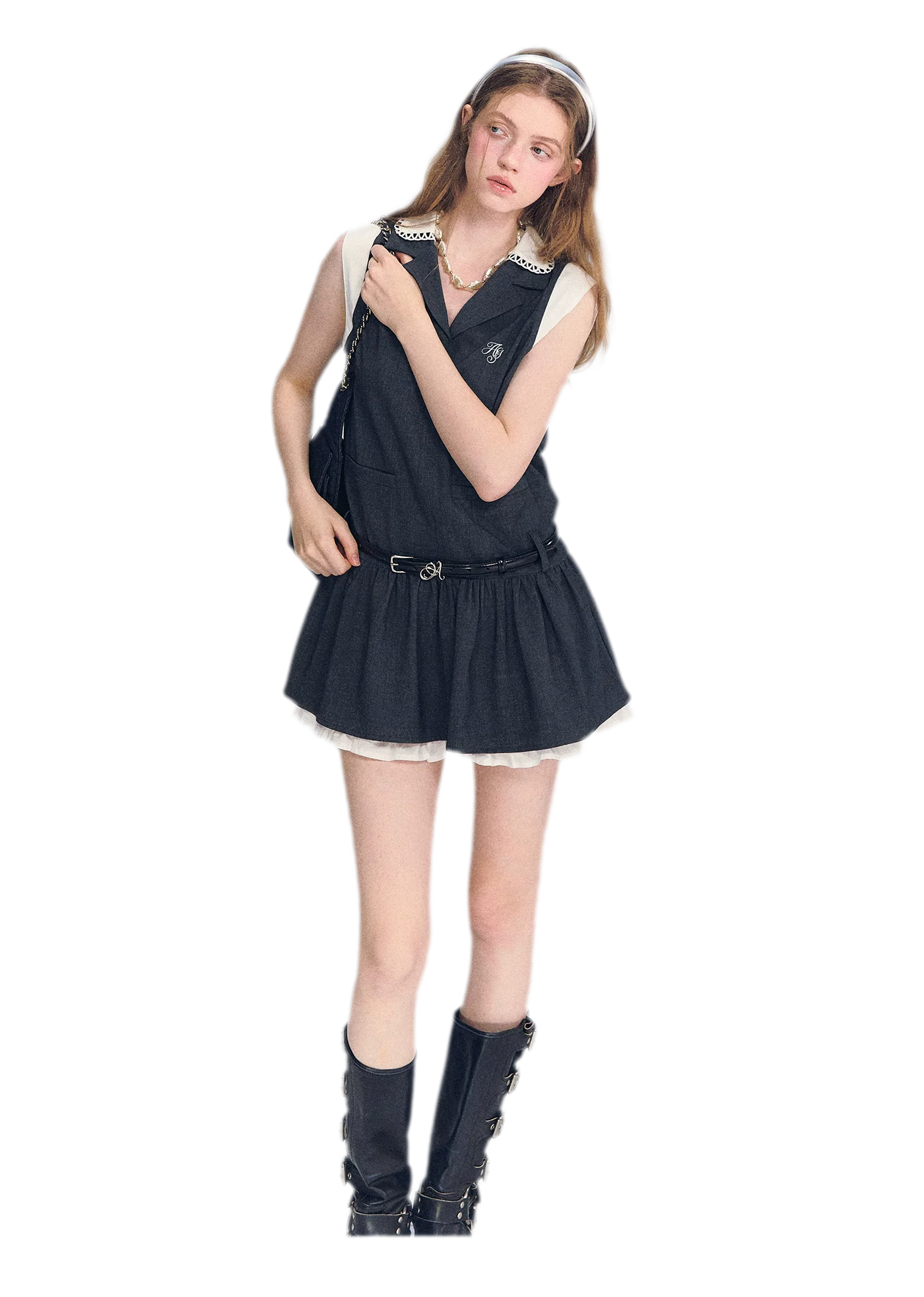 Contrast Collar Cami Dress