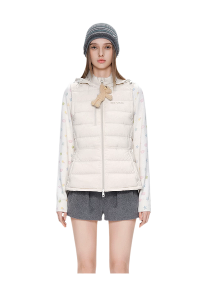 Cinched Hooded Quilted Down Vest