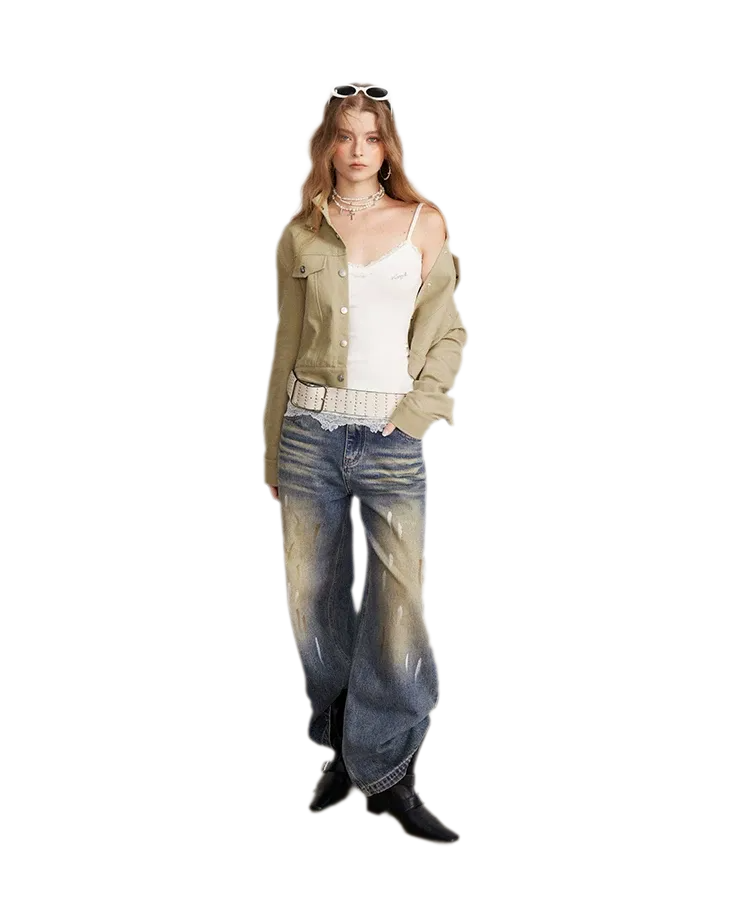 Spitzen-Camisole mit Raffungen und figurbetontem Schnitt
