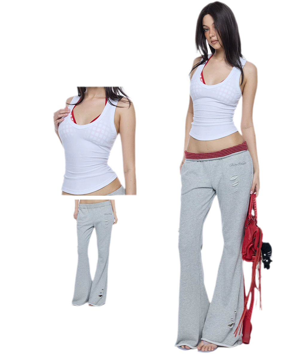 Distressed Flared Sweatpants