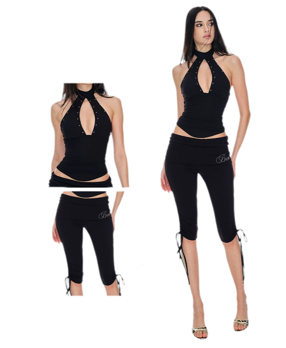 Stud Keyhole Halter Vest
