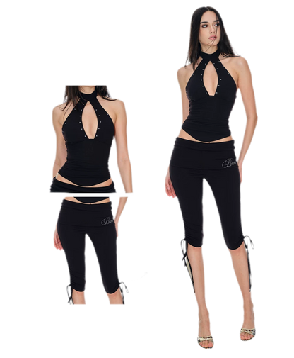 Stud Keyhole Halter Vest