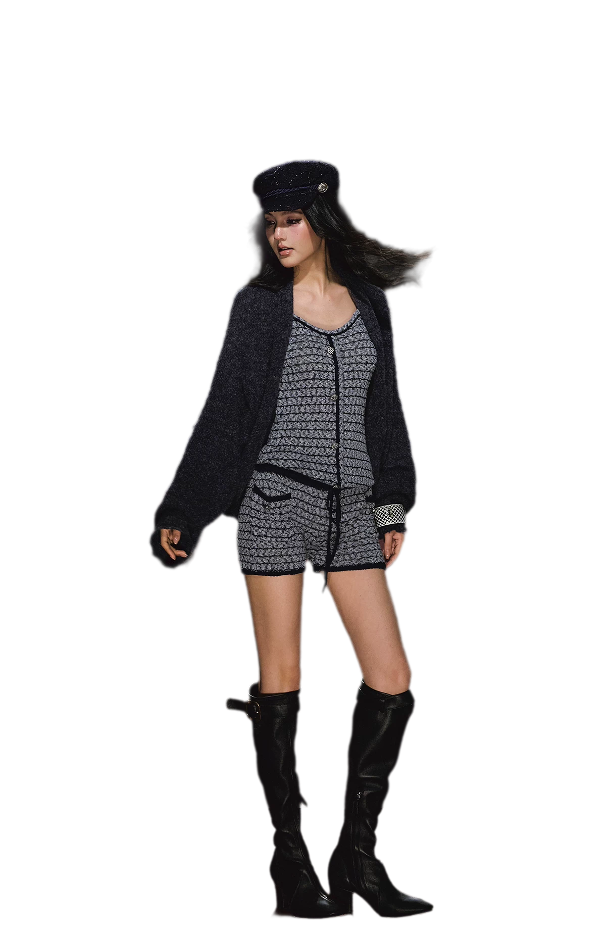 Gestreiftes Woll-Jumpsuit-Set