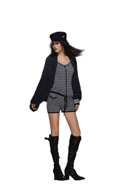 Gestreiftes Woll-Jumpsuit-Set