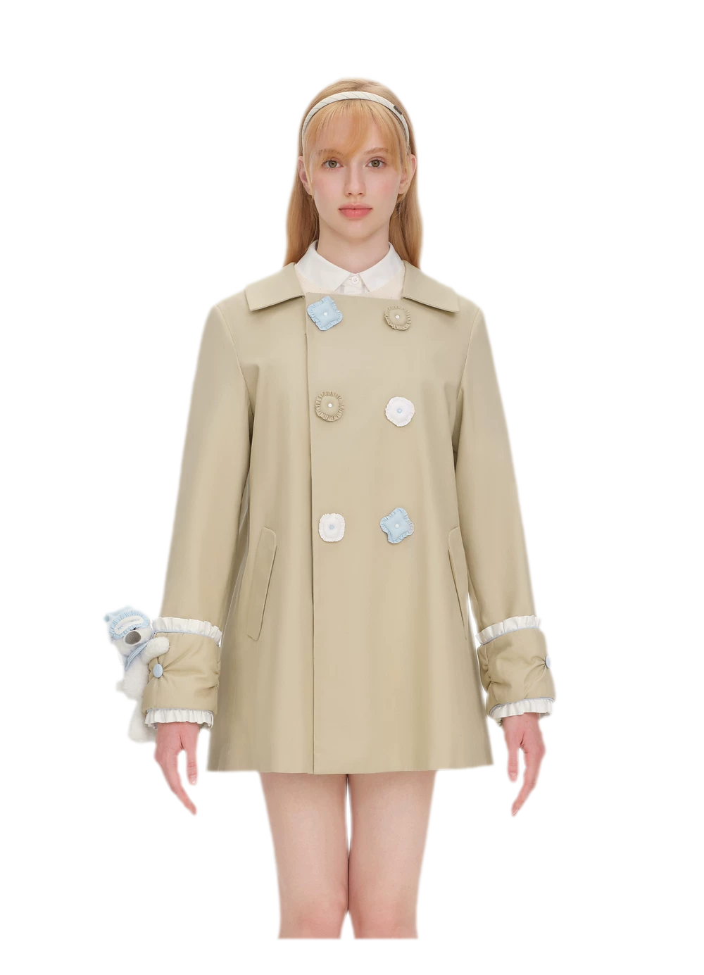 Textured Cotton Double-Breasted Trench Dress