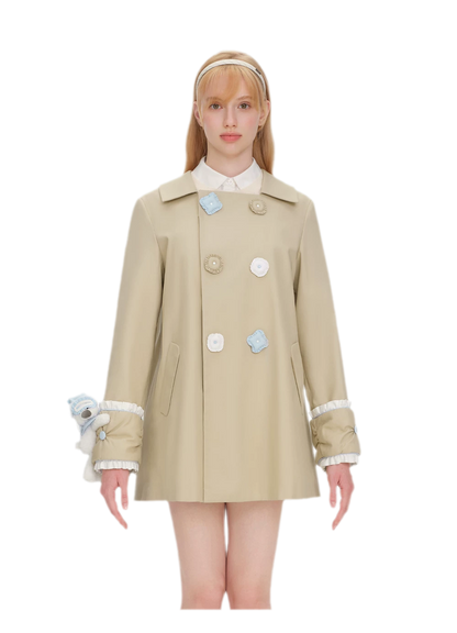 Textured Cotton Double-Breasted Trench Dress