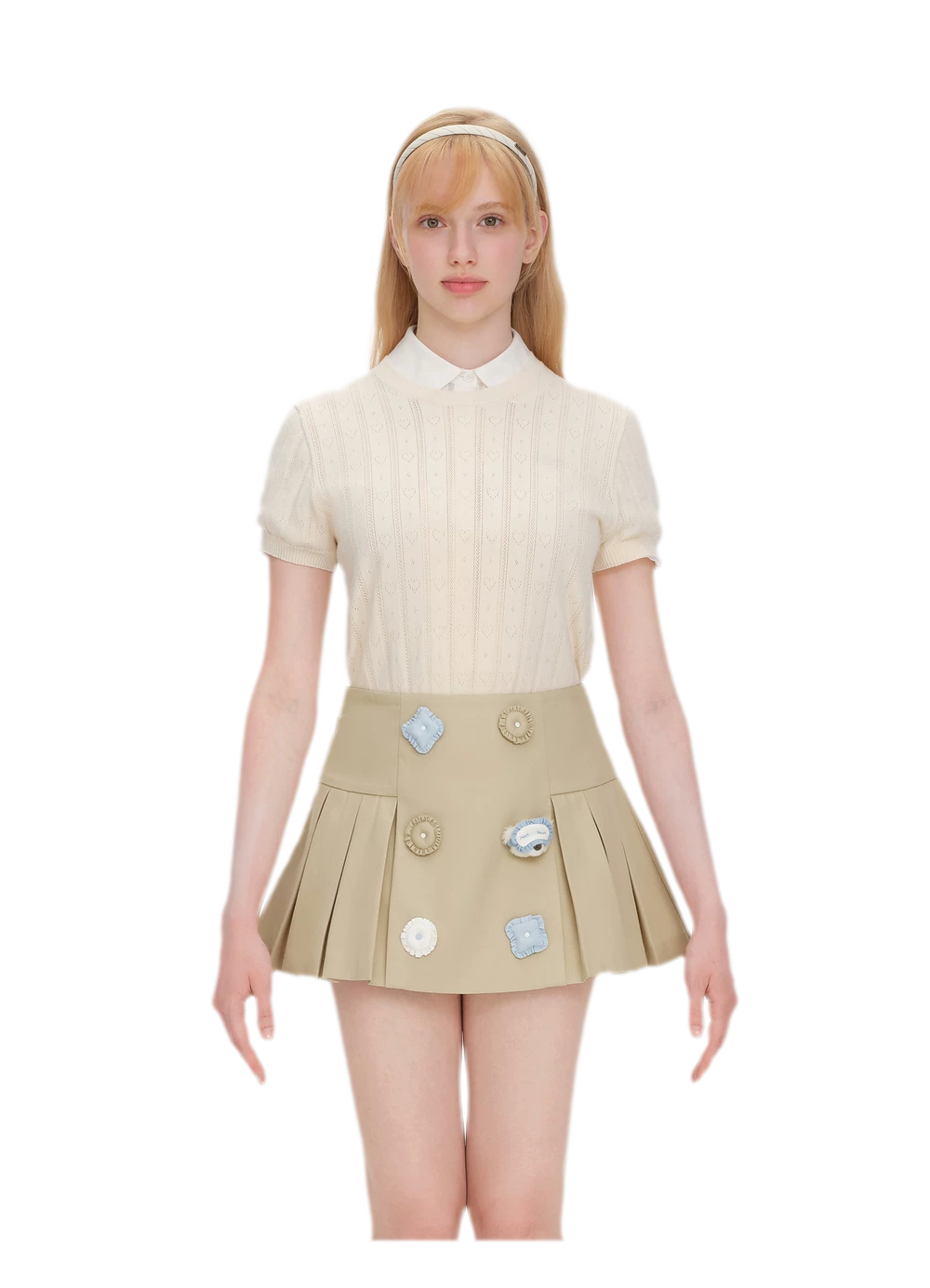 Bear Pleated Cotton Skort