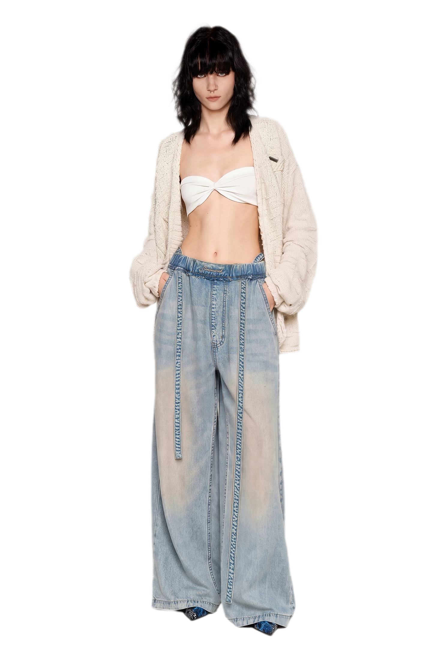 Washed Tencel Wide-Leg Pants
