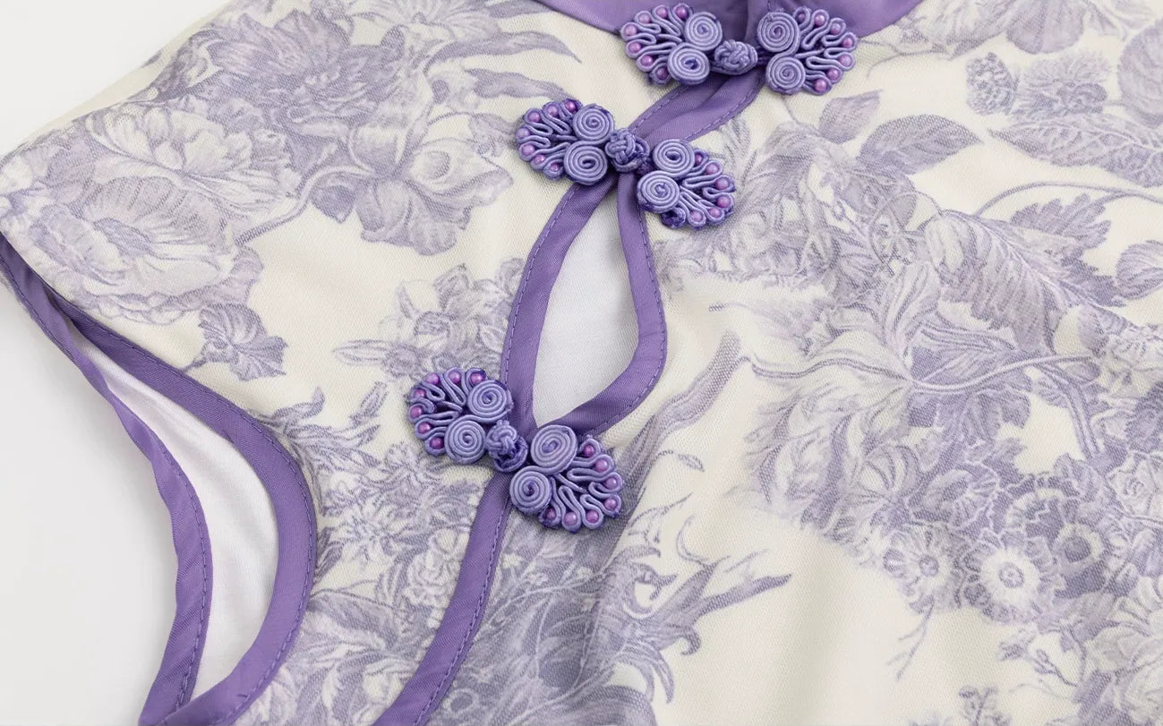 Iris Purple Mesh Qipao