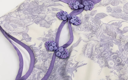 Iris Purple Mesh Qipao
