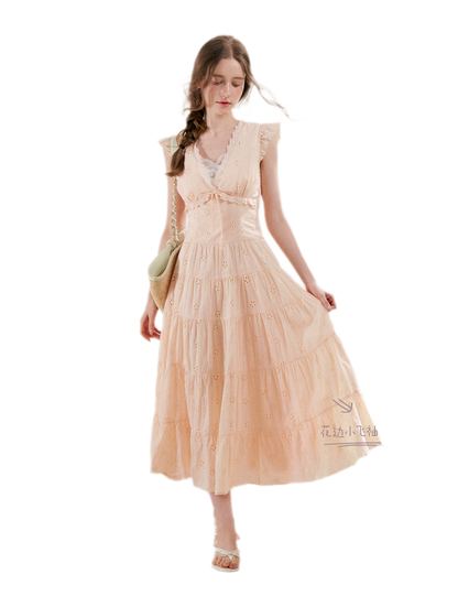 Embroidered Eyelet Tiered Dress