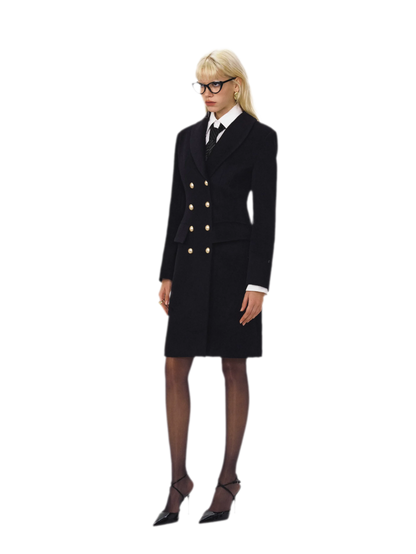 Leopard Trim Wool Coat