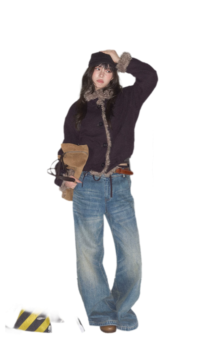 Plush Contrast Cropped Jacket