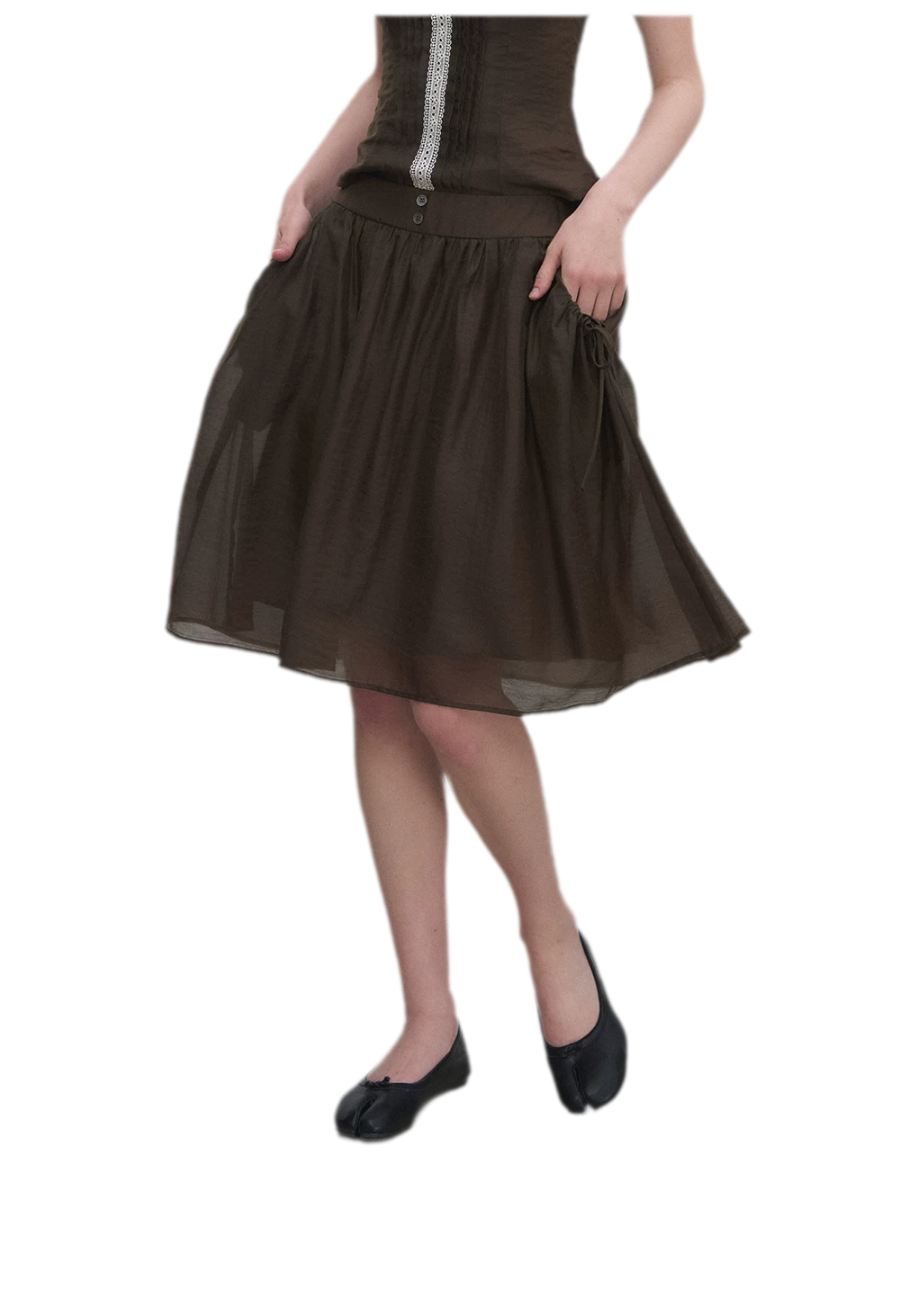 Tie-Neck Flared Skirt Set