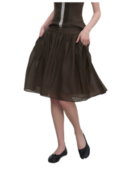 Tie-Neck Flared Skirt Set