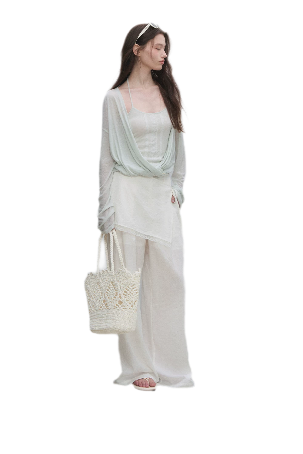 Textured Low-Waist Wide-Leg Trousers