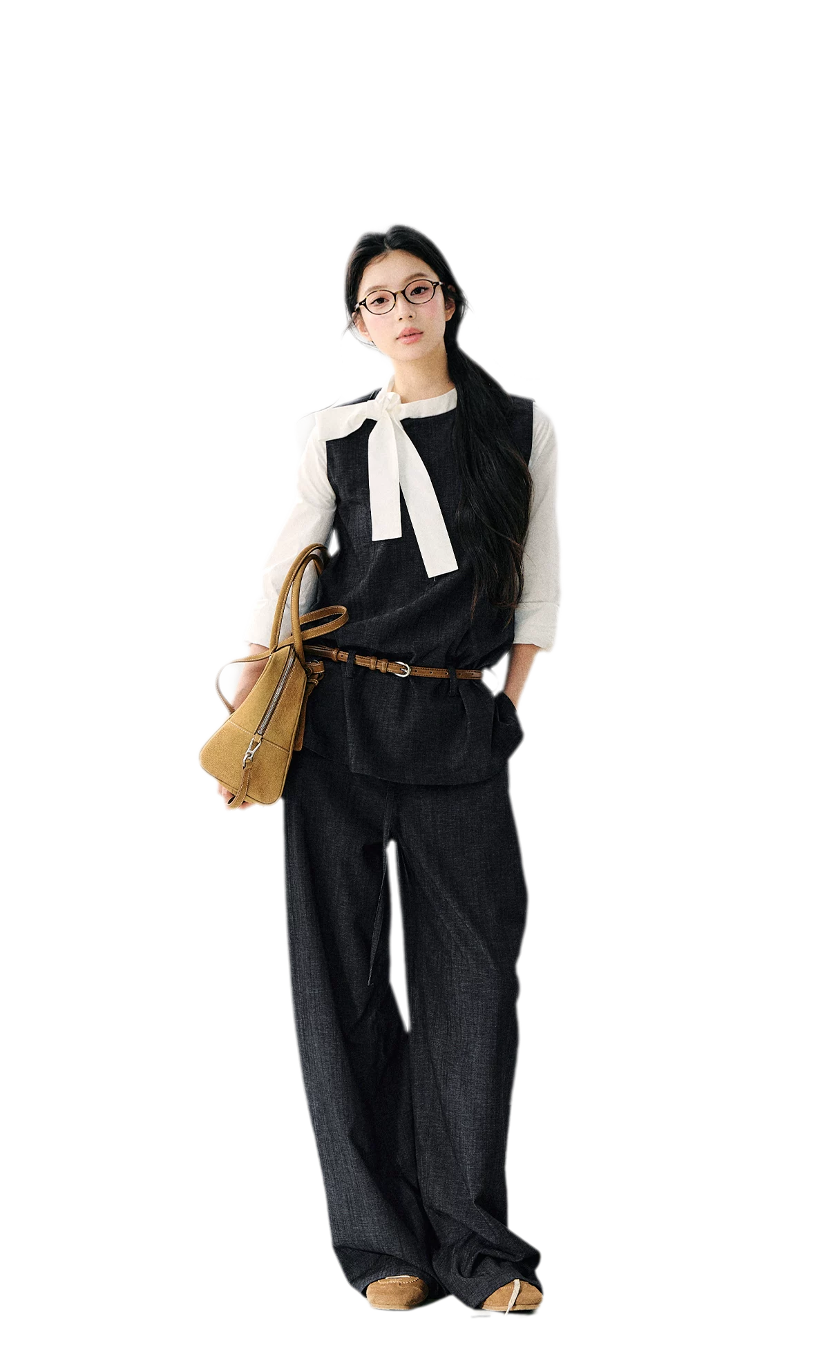 Faux Linen Wide Jeans