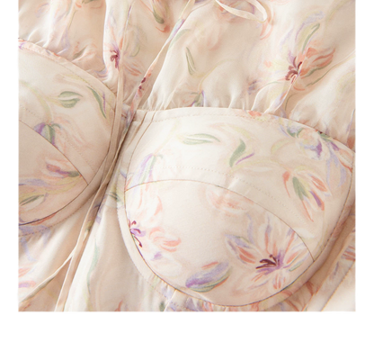 Top corsé de gasa estampada con varillas