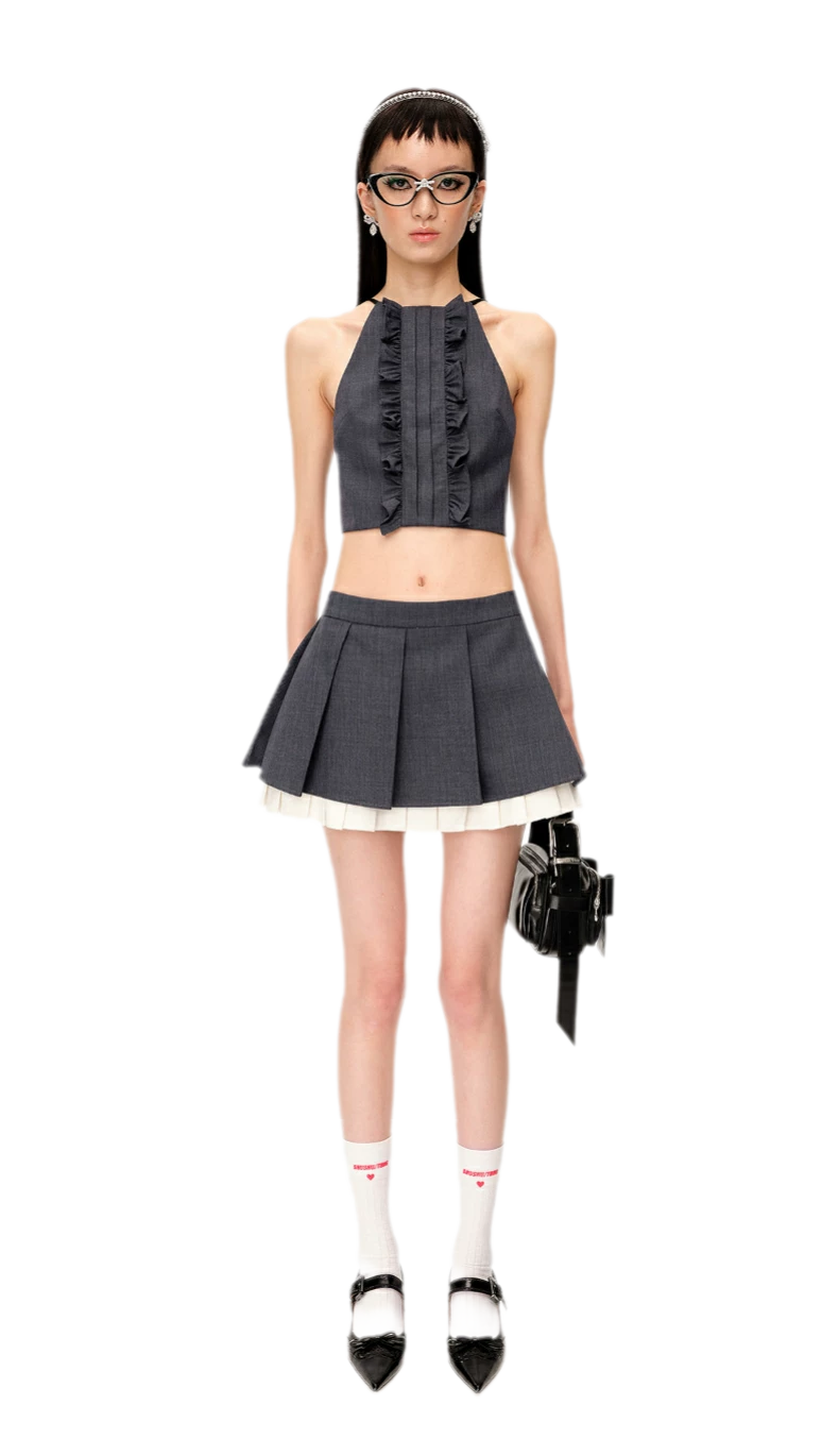 Wide Pleated A-Line Skirt