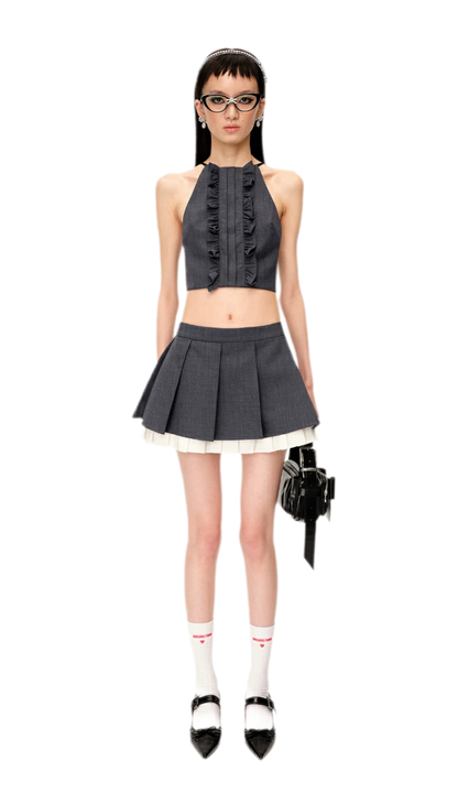 Wide Pleated A-Line Skirt