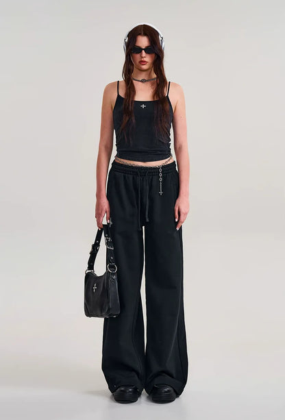 Cross Statue Wide-Leg Cotton Sweatpants