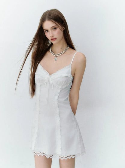 French Style Bow Tie Waist A-Line Dress