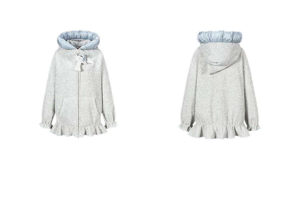 Plush Lace-Trimmed Bear Hoodie