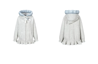 Plush Lace-Trimmed Bear Hoodie