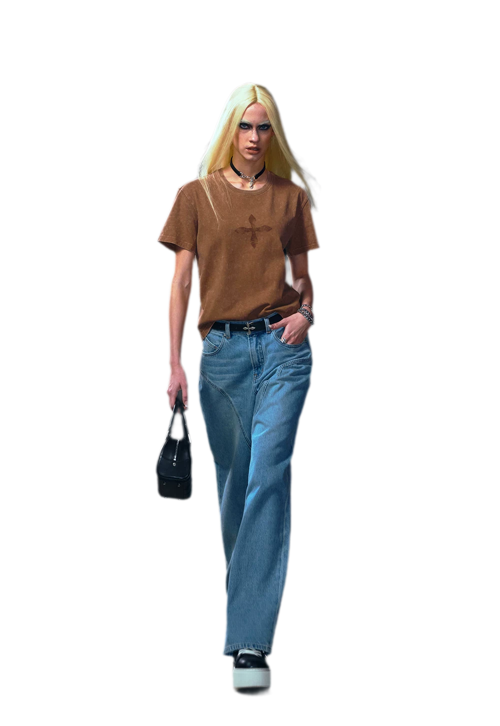 Vintage Washed Cross Embroidered Tee