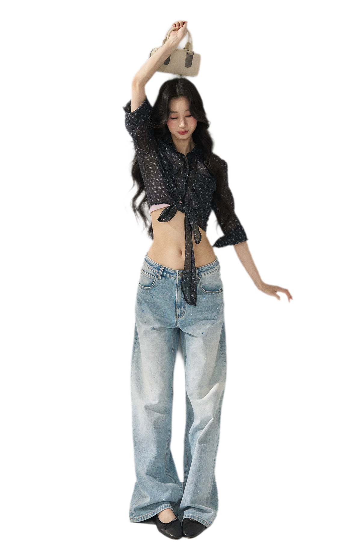 Floral Sheer Tie Shirt