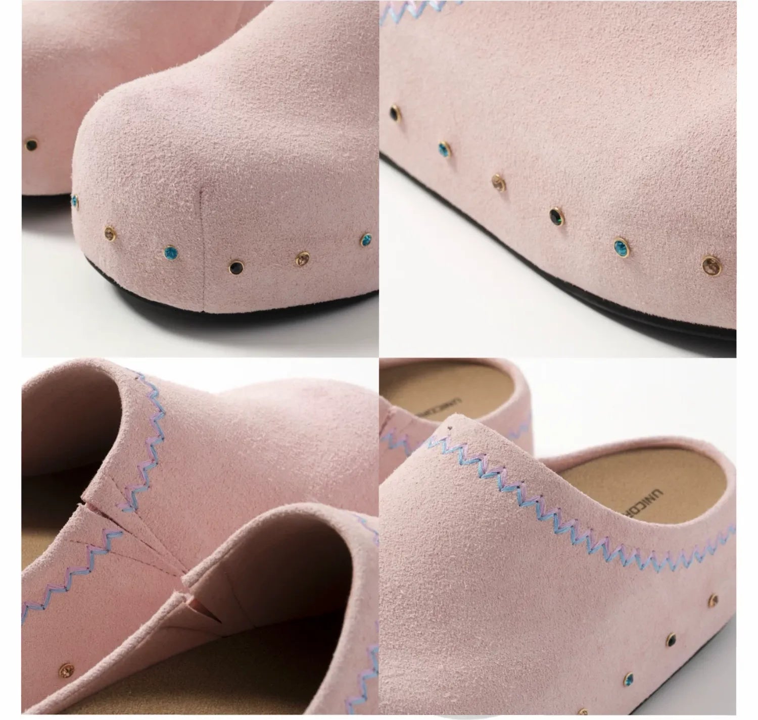 Rhinestone Platform Suede Mules