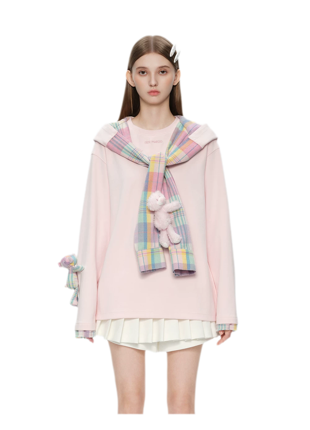 Deconstructed Plaid Hooded T-Shirt
