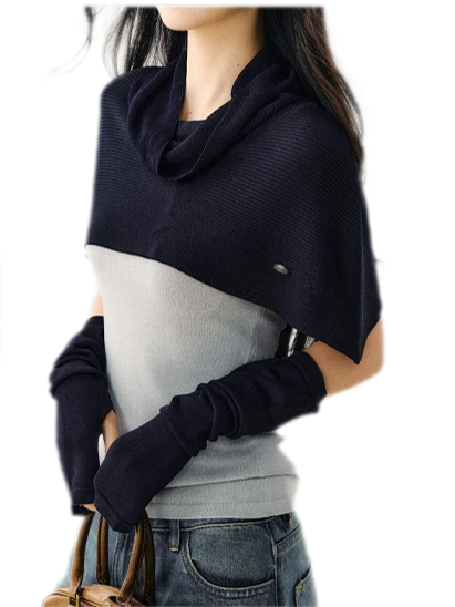 Detachable Knit Cape Set