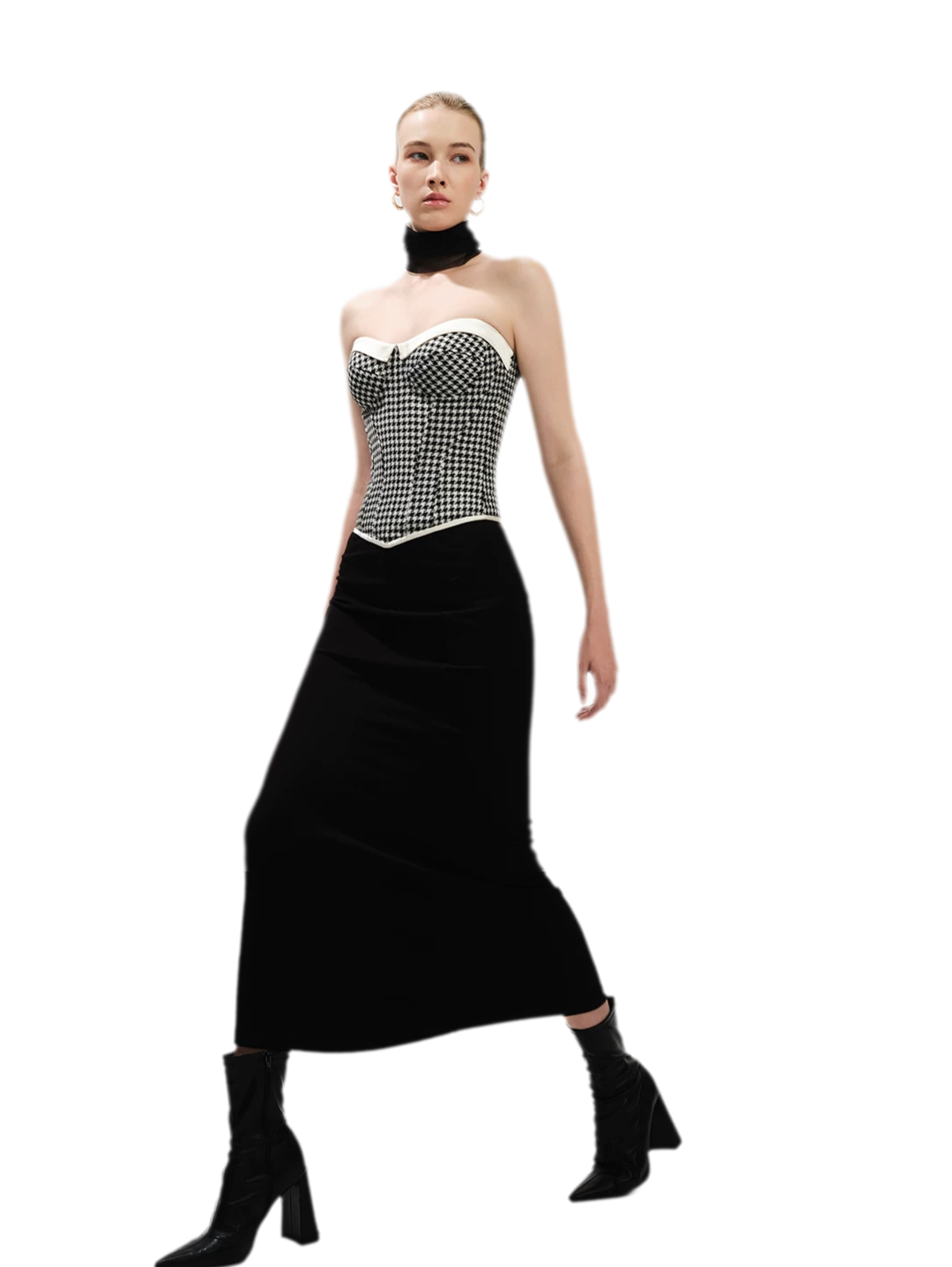 Houndstooth Boned Corset Top