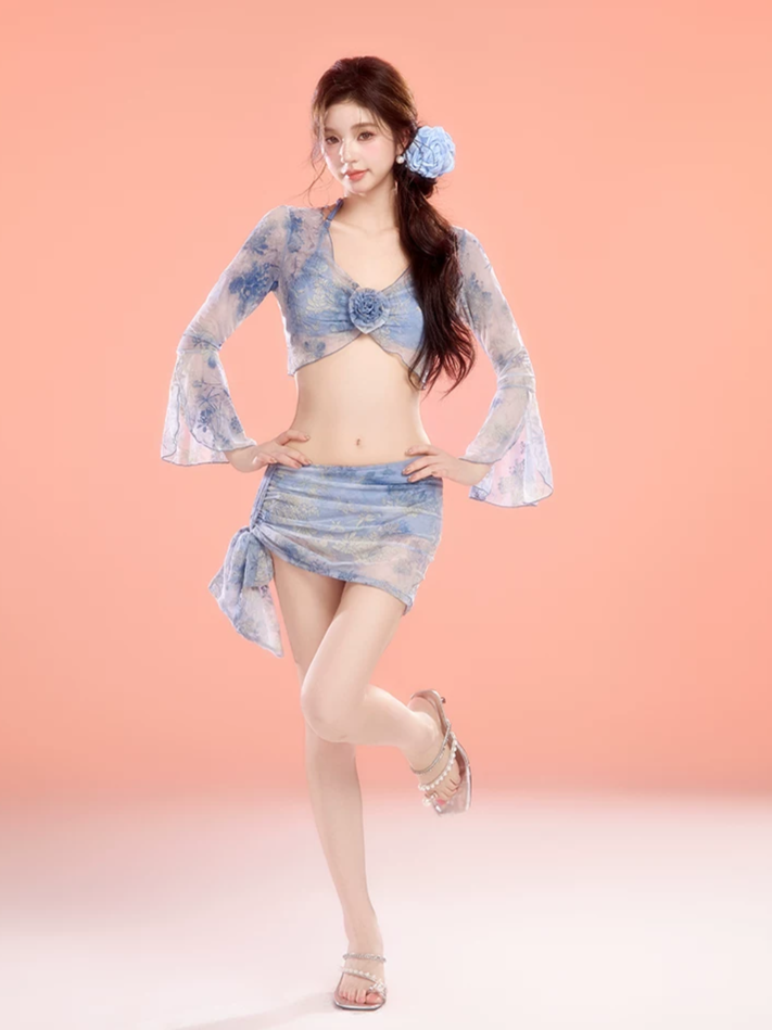 Blue Skirted Swim Set