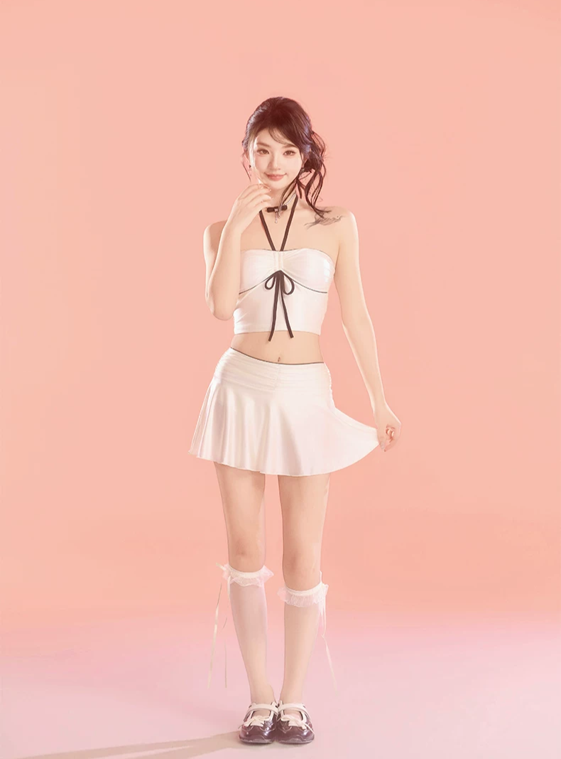 Pearl White Three-Piece Swimsuit