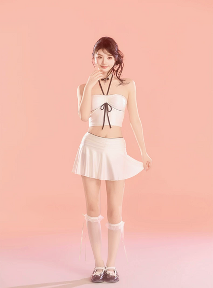 Pearl White Three-Piece Swimsuit