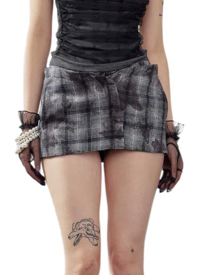 Butterfly Plaid Pleated Culotte Shorts