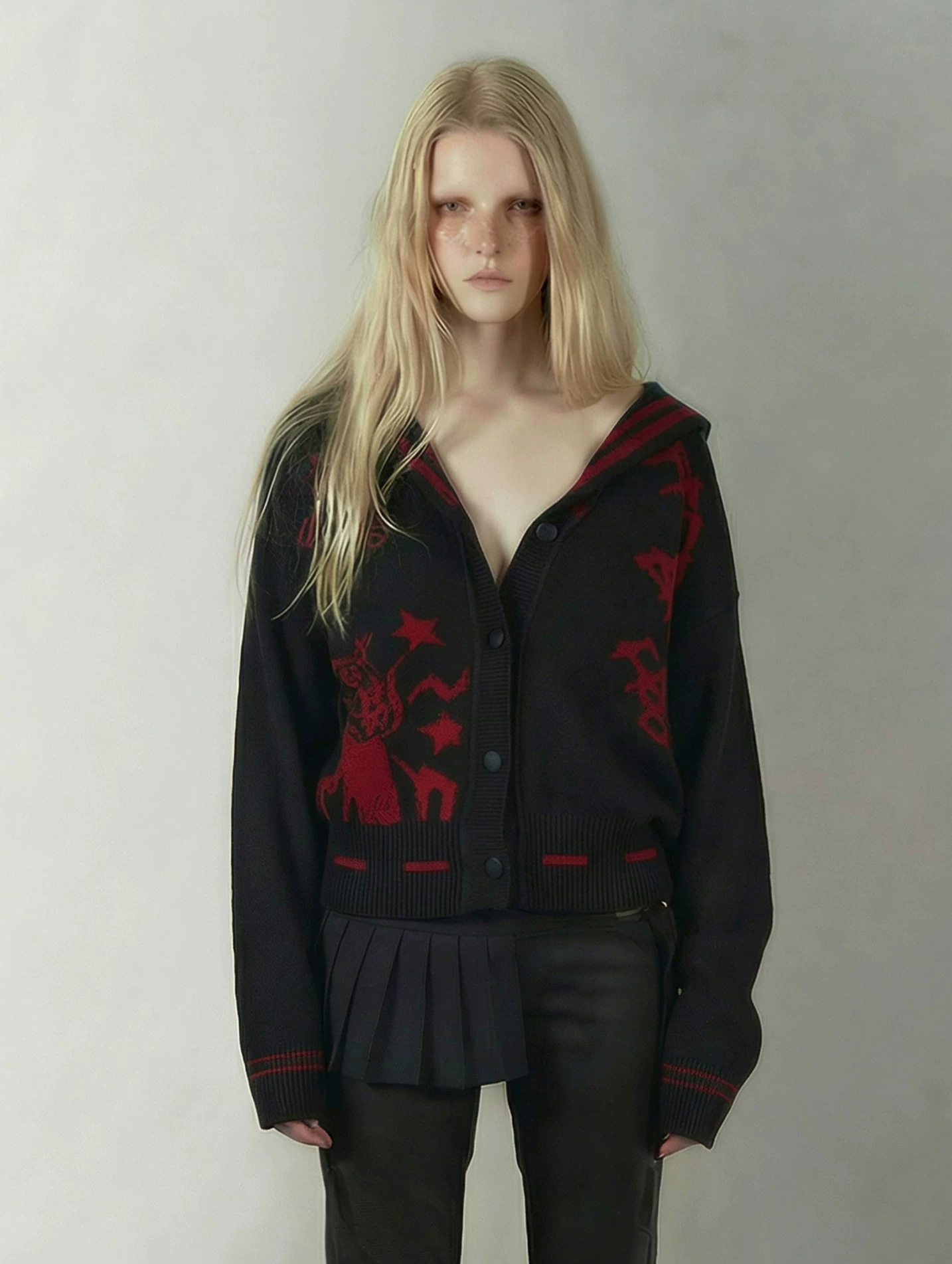 Punk Sailor Collar Knit Cardigan