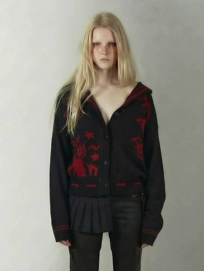 Punk Sailor Collar Knit Cardigan