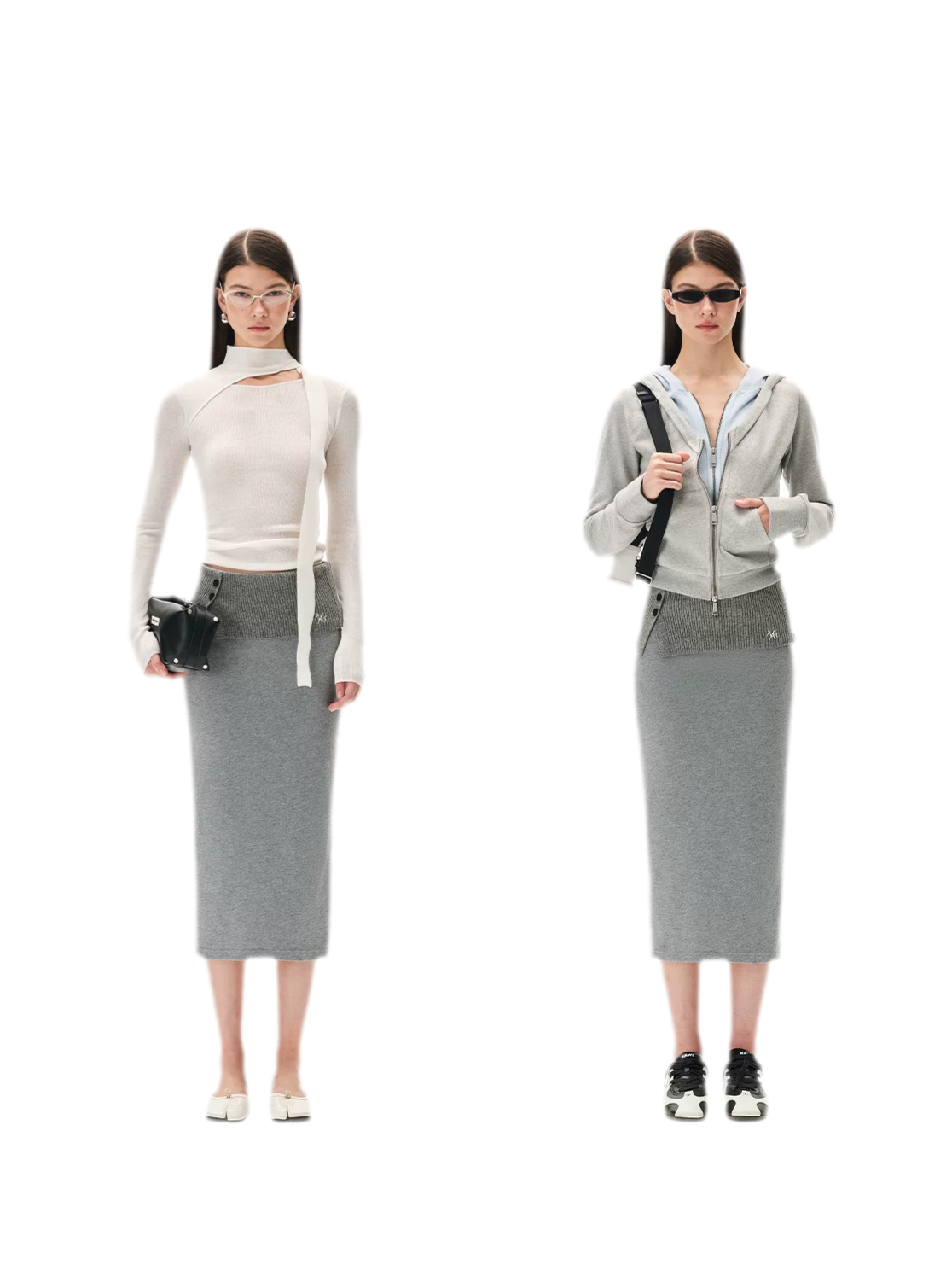 Textured Wrap Waist Mid Skirt