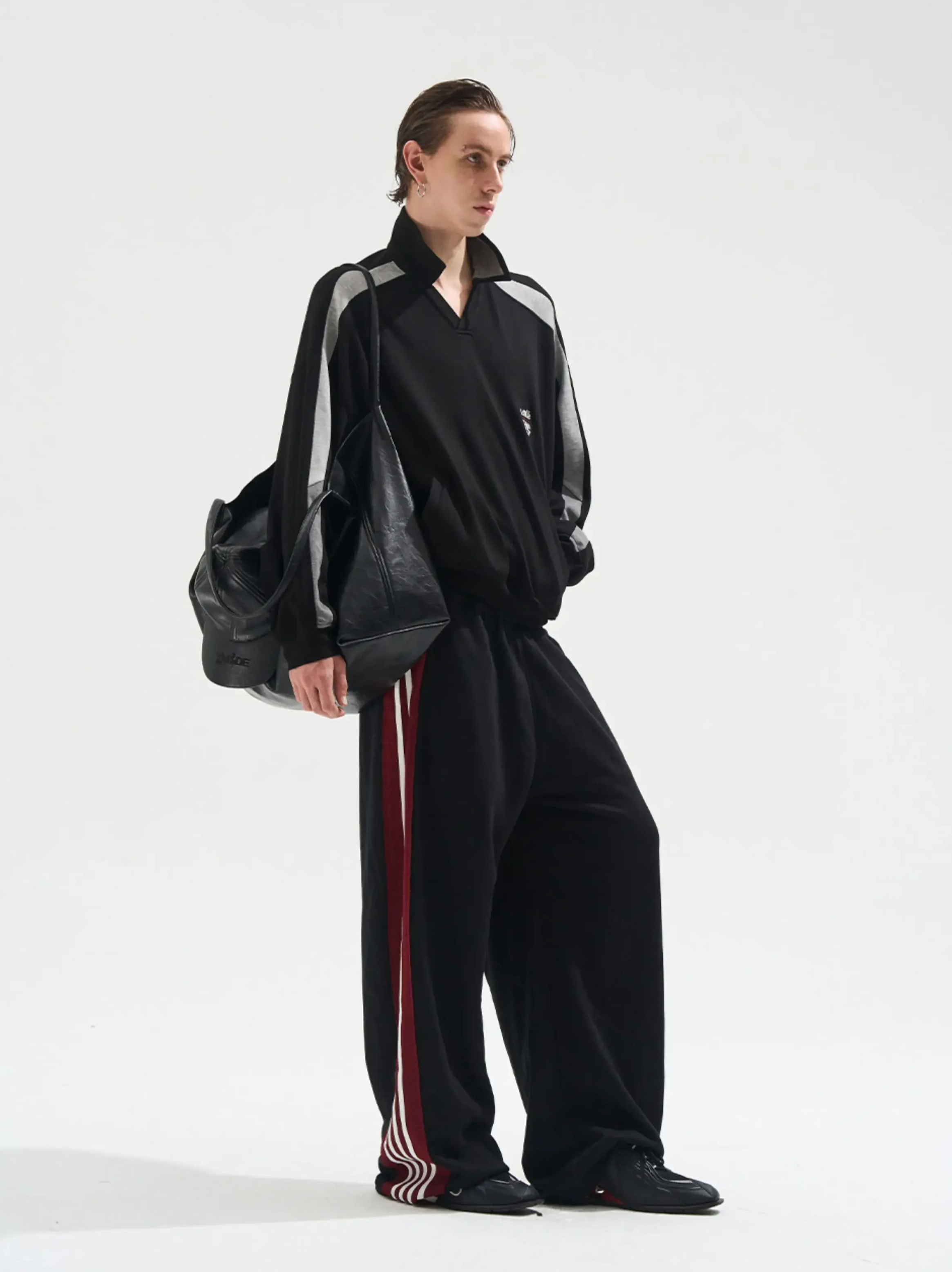 Contrast Polo Panel Sweatshirt