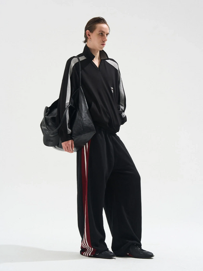 Contrast Polo Panel Sweatshirt
