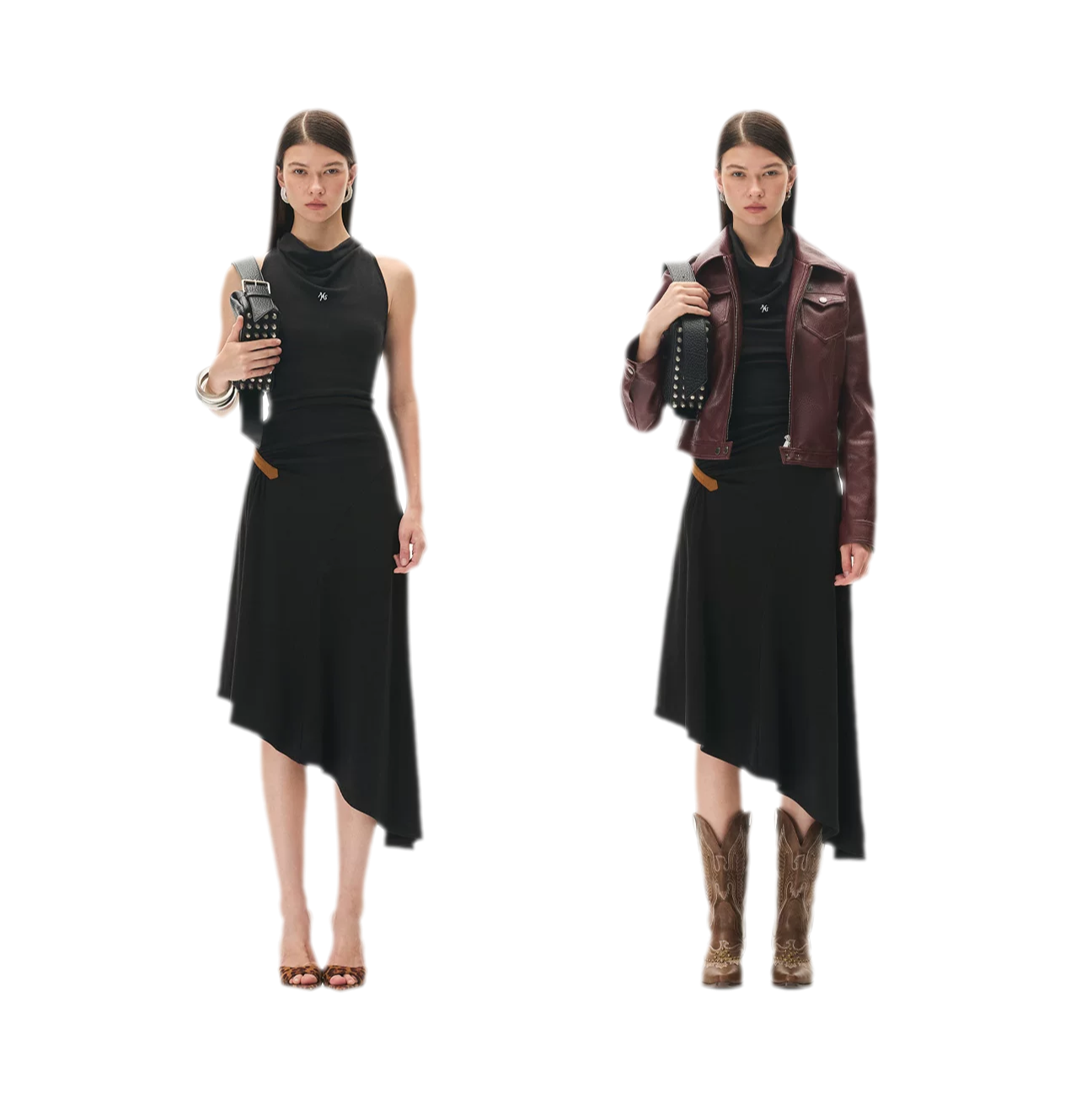 Acetate Wool Ruched Halter Dress