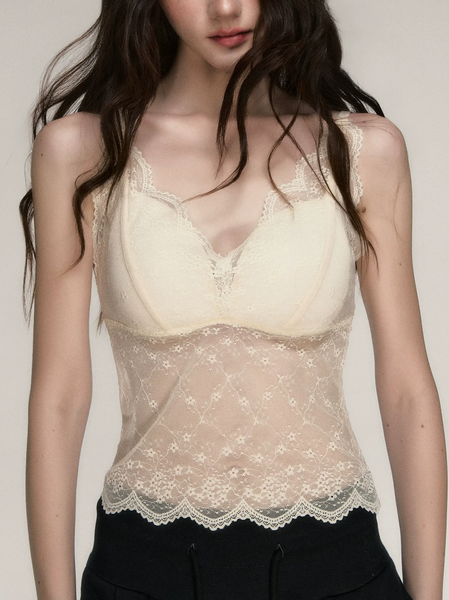 Elastic Lace Trim Camisole