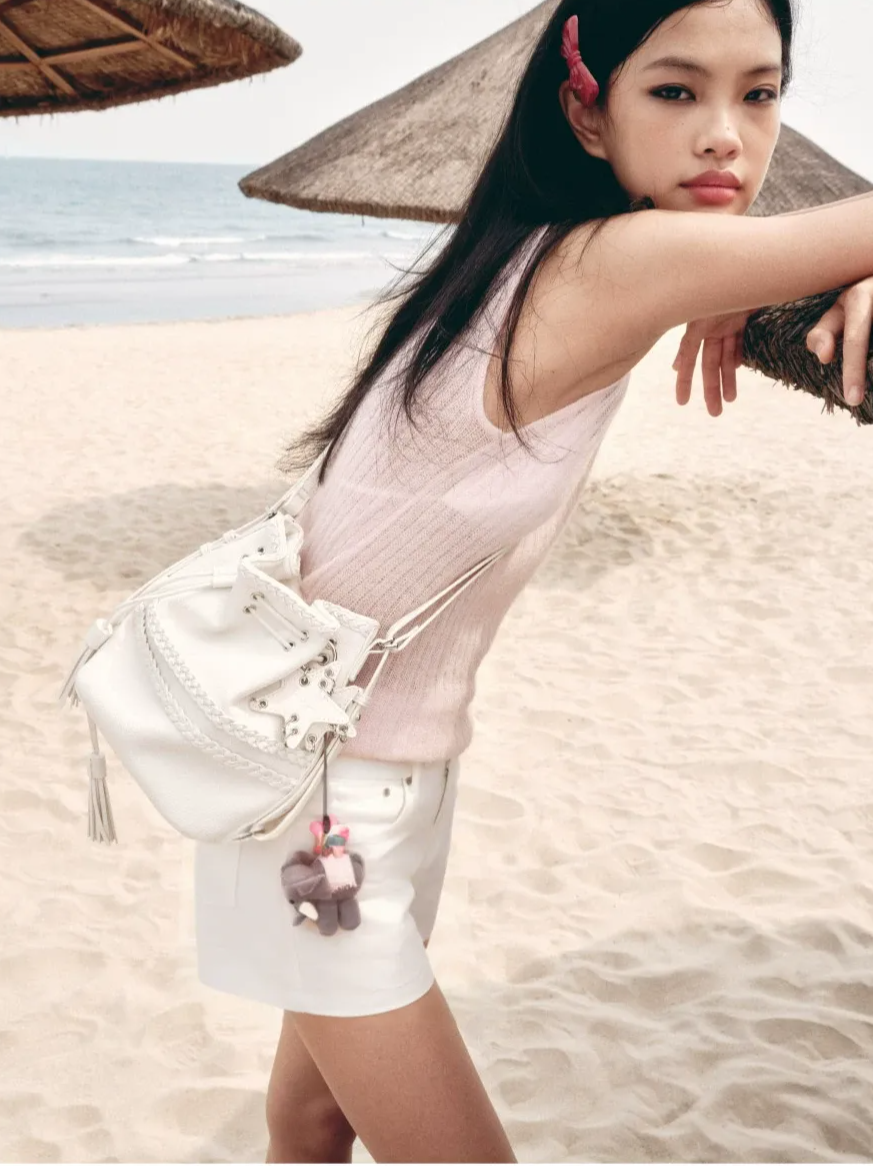 Braided Drawstring Bucket Backpack