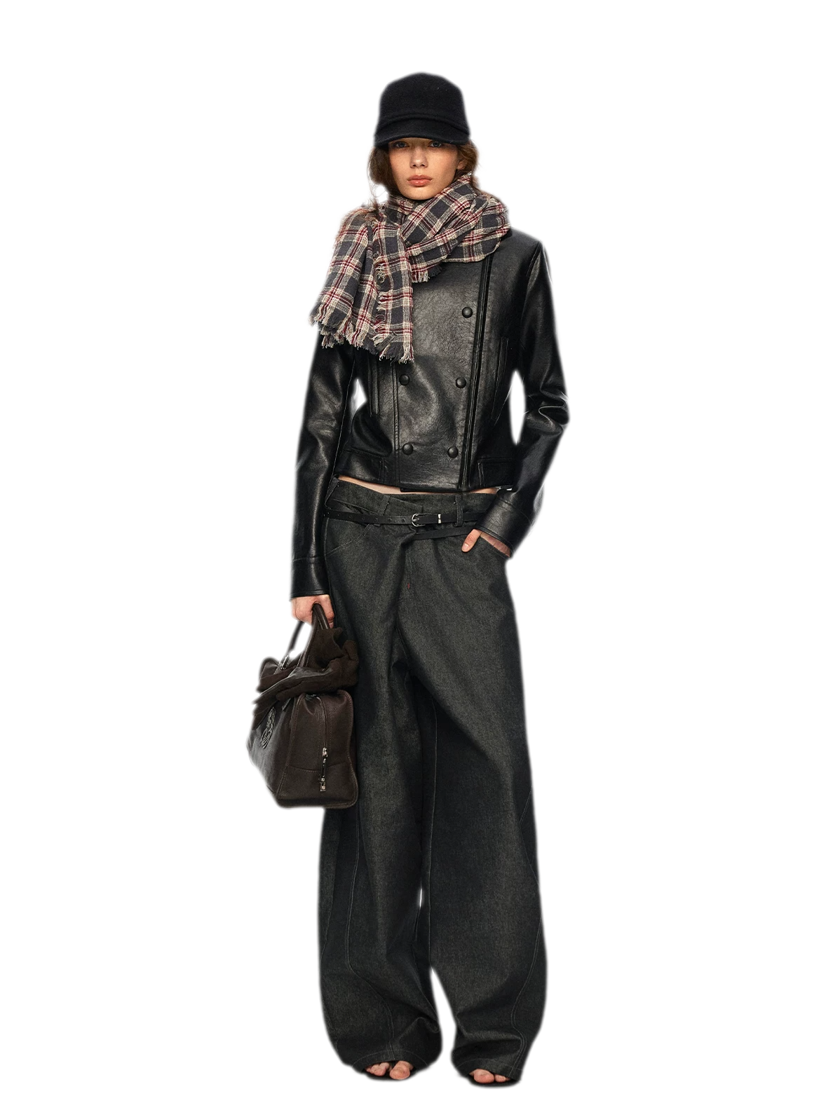 Wool Plaid Fringed Scarf