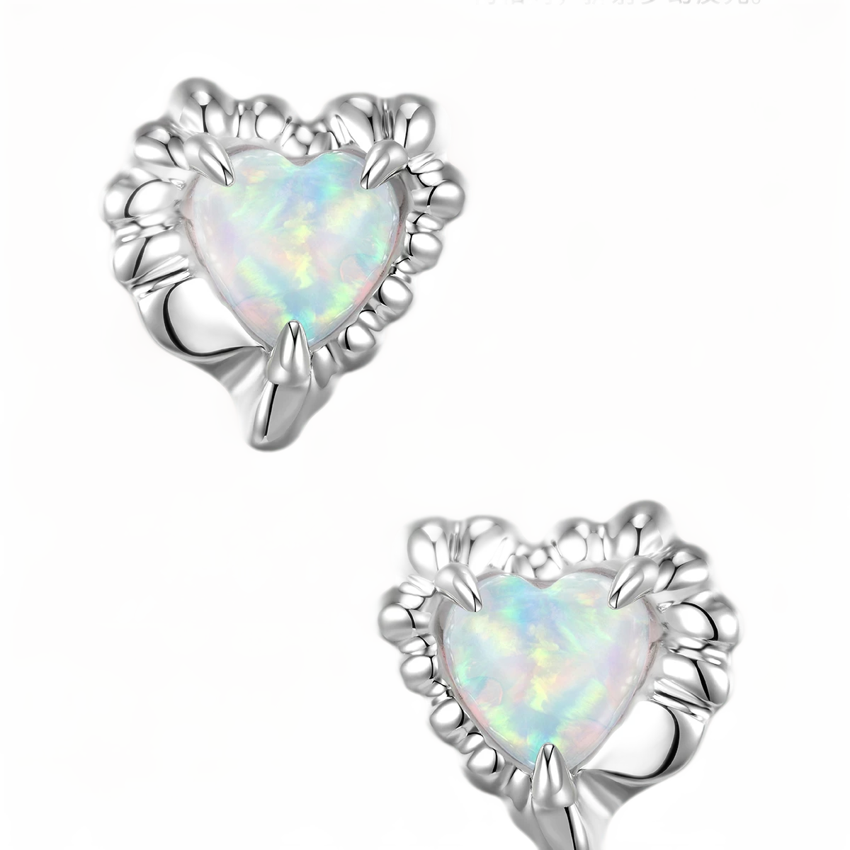 Heart Opal Silver Earrings