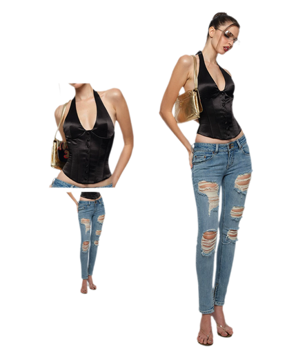 Satin Boned Halter Corset