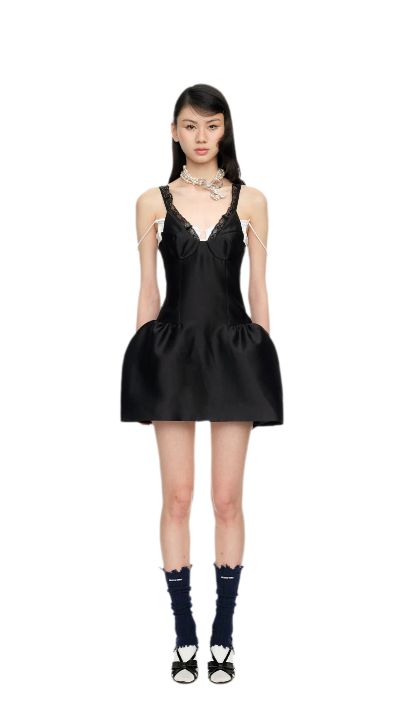 Elegant Lace Trim Corset Dress